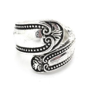 Boho Spoon Ring Silver Plated Adjustable